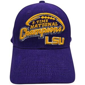 LSU 3-Time National Champions Adjustable Purple Baseball‎ Cap Vintage Look